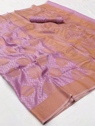 Lilac Kanjeevaram Handloom Silk Saree