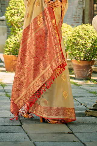 Beige Tissue Silk Saree_Kumari Sarees