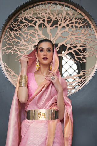 BABY PINK KANJEEVARAM HANDLOOM SILK SAREE