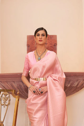 BABY PINK KANJEEVARAM HANDLOOM SILK SAREE