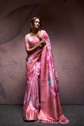 Baby Pink Soft Silk Digital Print Saree_Kumari Sarees