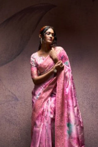 Baby Pink Soft Silk Digital Print Saree_Kumari Sarees