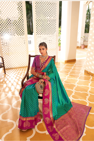 Green Soft Banarasi Paithani Saree