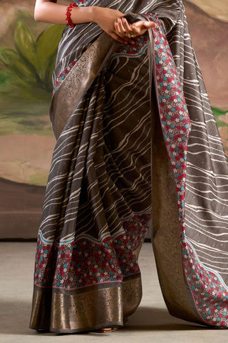 Black Malai Dola Silk Saree