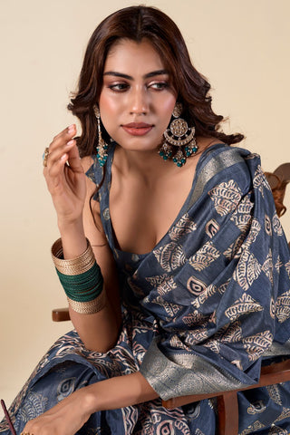 BLUE SOFT DOLA SILK SAREE