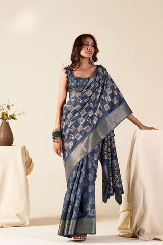BLUE SOFT DOLA SILK SAREE