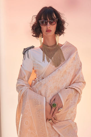 Cream Handloom Weaving Saree_Kumari Sarees