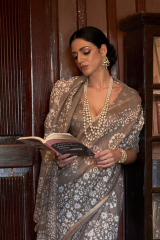 Grey Banarasi Patola Silk Saree_Kumari Sarees