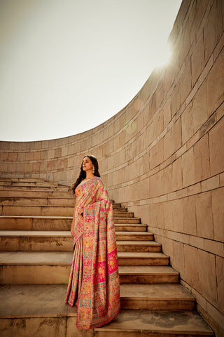 Cream Kashmiri Handloom Weaving Saree_Kumari Sarees