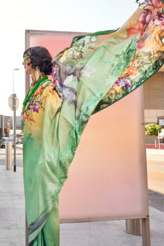 Green Banarasi Patola Silk Saree_Kumari Sarees