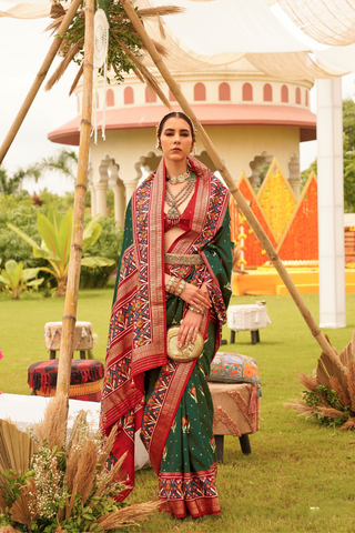 Green Banarasi Patola Silk Saree_Kumari Sarees