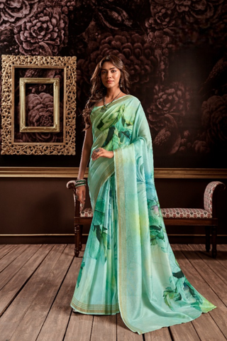 Green & Blue Pure Handloom Silk Saree_Kumari Sarees