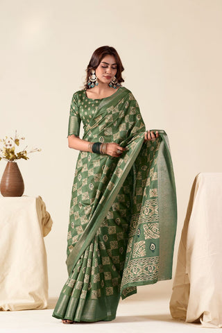 GREEN SOFT DOLA SILK SAREE