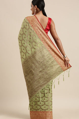 Green Chanderi Cotton Silk Saree_Kumari Sarees