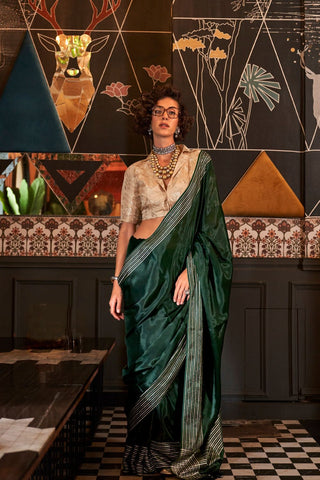 Green Woven Pure Viscose Saree_Kumari Sarees