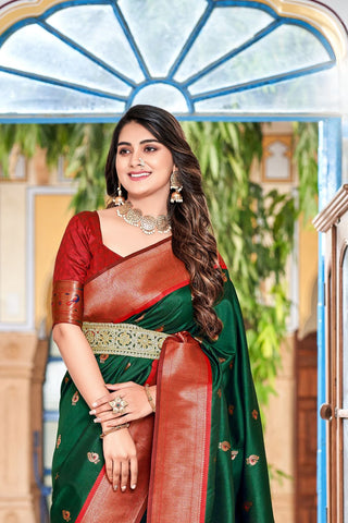 Green Soft Peshwai Paithani Silk Saree_Kumari Sarees