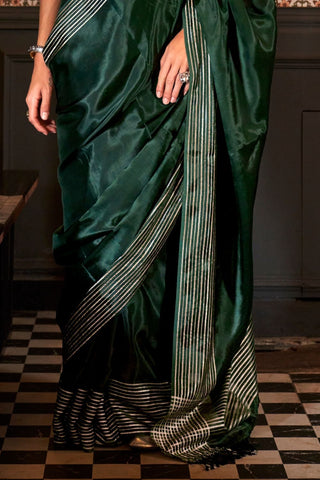Green Woven Pure Viscose Saree_Kumari Sarees