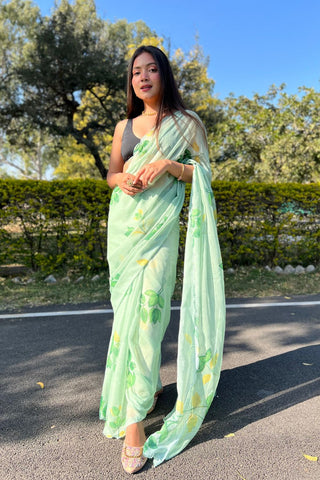 Green Chiffon Silk Saree