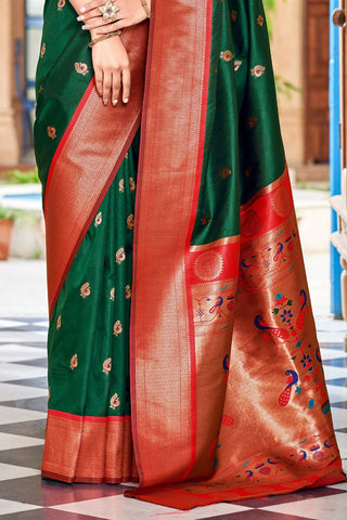 Green Soft Peshwai Paithani Silk Saree_Kumari Sarees
