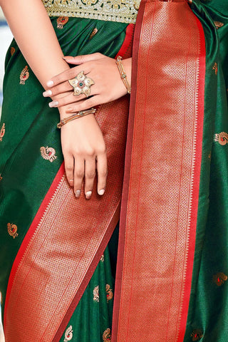 Green Soft Peshwai Paithani Silk Saree_Kumari Sarees