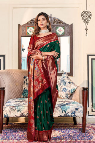 Green Soft Peshwai Paithani Silk Saree_Kumari Sarees