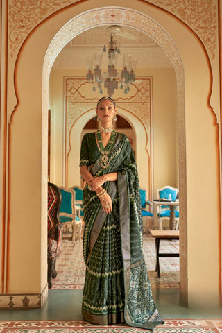 Green Banarasi Patola Silk Saree_Kumari Sarees
