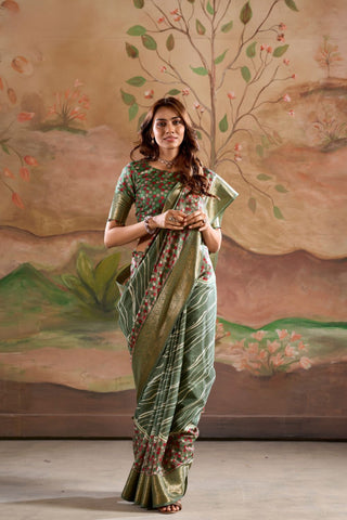 GREEN MALAI DOLA SILK SAREE