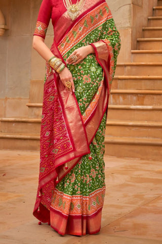 Green Banarasi Patola Silk Saree_Kumari Sarees