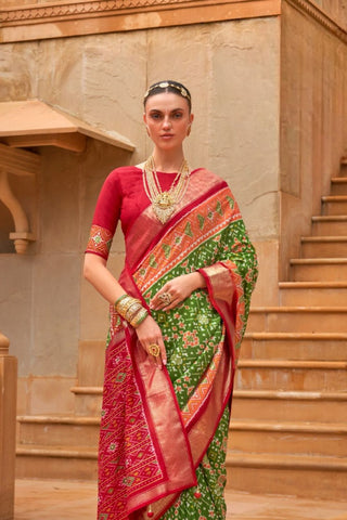 Green Banarasi Patola Silk Saree_Kumari Sarees