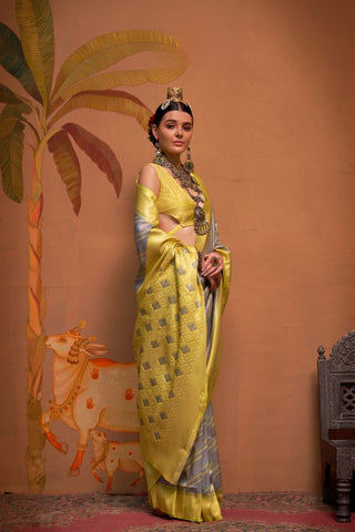 Grey Handloom Weaving Silk Saree_Kumari Sarees