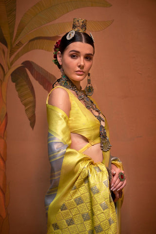 Grey Handloom Weaving Silk Saree_Kumari Sarees