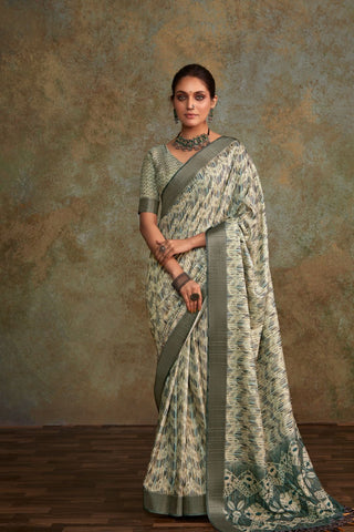 Grey Handloom With Sequence Weaving In Body Saree_Kumari Sarees
