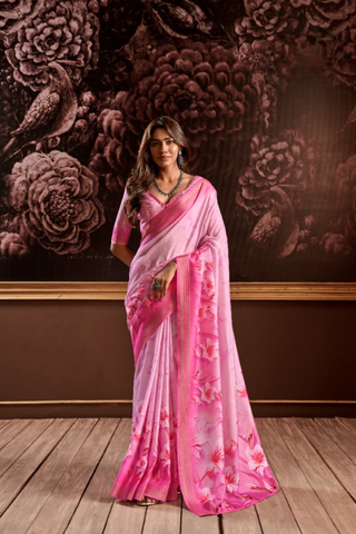 Hot Pink Pure Handloom Silk Saree_Kumari Sarees