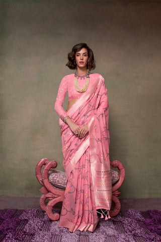 PINK SPUN HANDWOVEN JAMDANI SAREE
