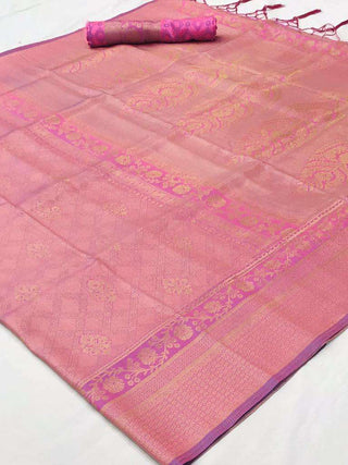 Pink Kanjeevaram Handloom Silk Saree