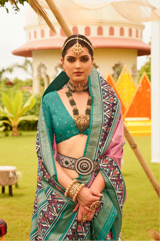 Light Pink Banarasi Patola Silk Saree_Kumari Sarees