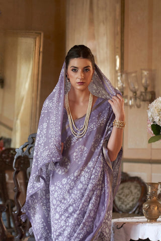 Lavender Banarasi Patola Silk Saree_Kumari Sarees