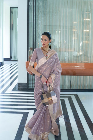 LAVENDER MODAL MUKAISH HANDLOOM SAREE