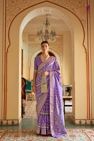 Lavender Banarasi Patola Silk Saree_Kumari Sarees