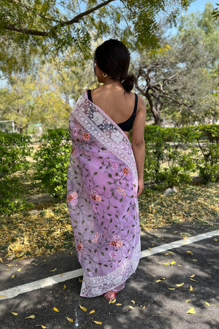 LAVENDER KANJEEVARAM ORGANZA SAREE