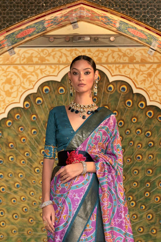 Lavender Banarasi Patola Silk Saree