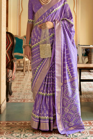 Lavender Banarasi Patola Silk Saree_Kumari Sarees