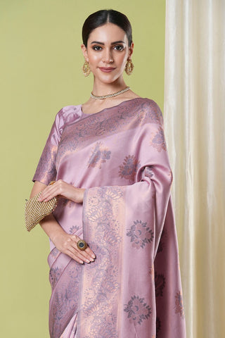 Lavender Banarasi Silk Saree