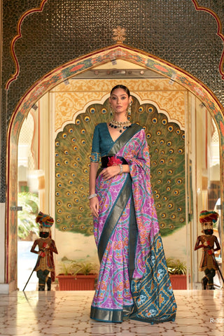 Lavender Banarasi Patola Silk Saree