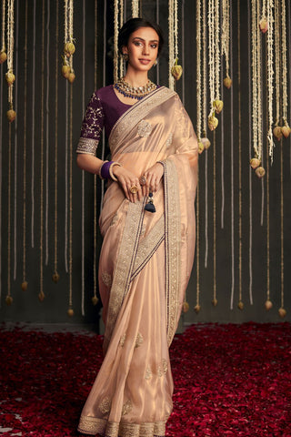 Light Orange Soft Tissue Silk Saree_Kumari Sarees