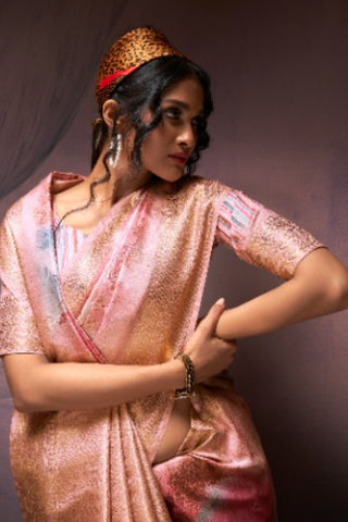 Light Pink Soft Silk Digital Print Saree_Kumari Sarees
