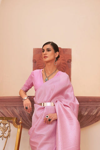 LIGHT PINK KANJEEVARAM HANDLOOM SILK SAREE
