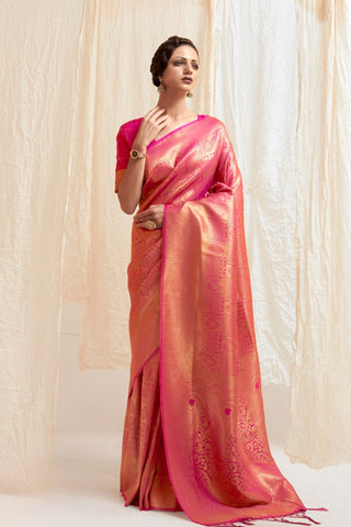 LIGHT PINK KANJEEVARAM HANDLOOM SILK SAREE