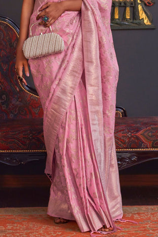 Light Pink Pure Katan Handloom Weaving Silk Saree_Kumari SArees