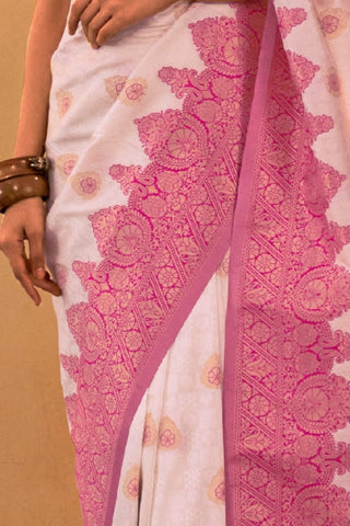 Light Pink Chaap Handloom Weaving Silk Saree_kumari Sarees